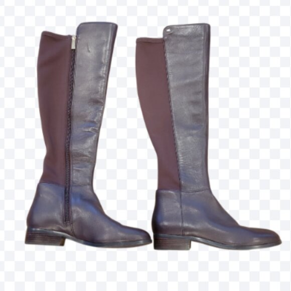 Michael Kors Bromley Napa Leather Knee-High Riding Brown Boots - Picture 1 of 14